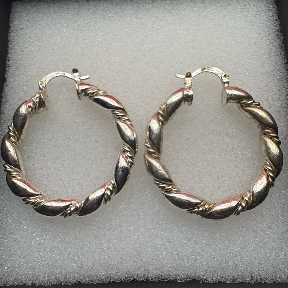 Sterling silver Twisted Hoop Earrings